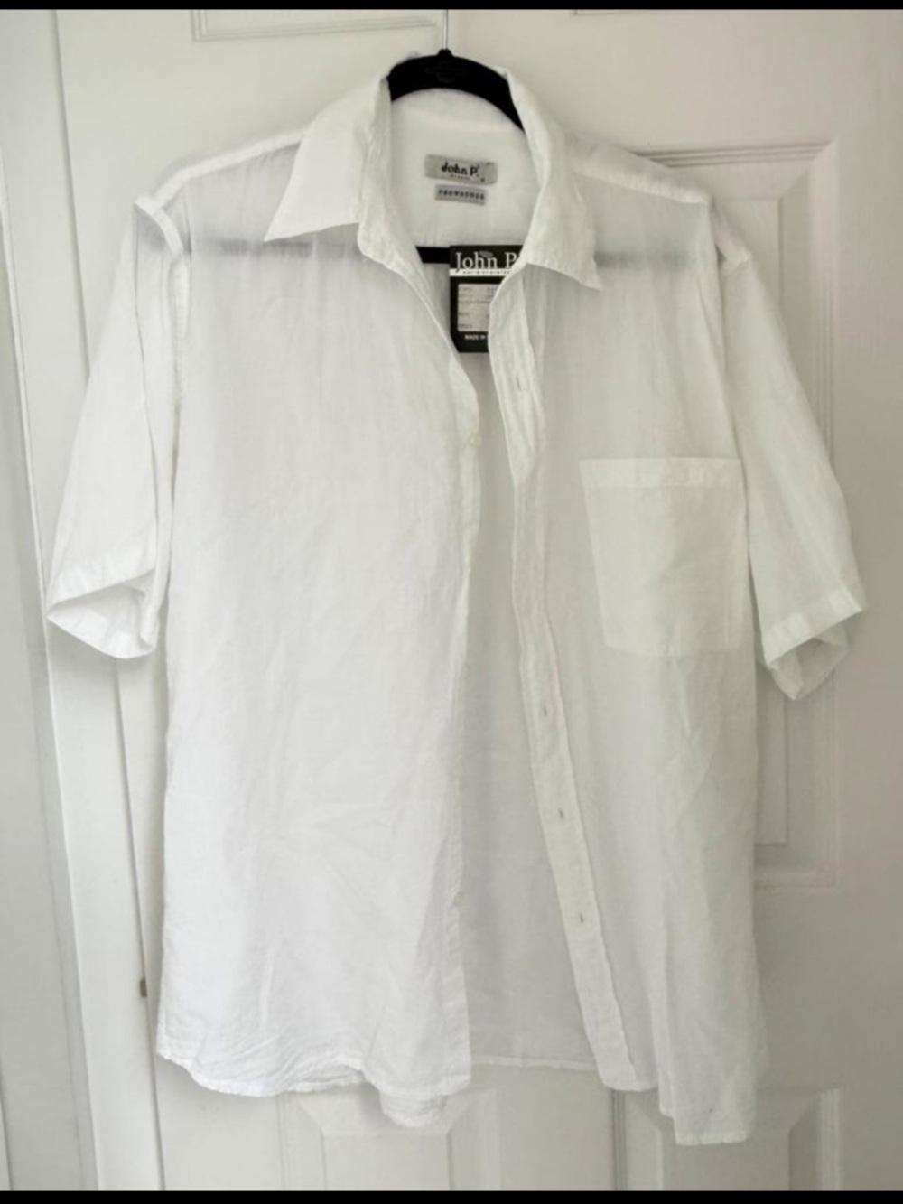 John P. World of Clothing Greece Pre-Washed 100% Cotton White Button-Down Shirt